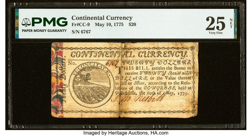 May 10, 1775 $20  Continental Currency, Marbled Edge (Fr. CC9) thumbnail 2
