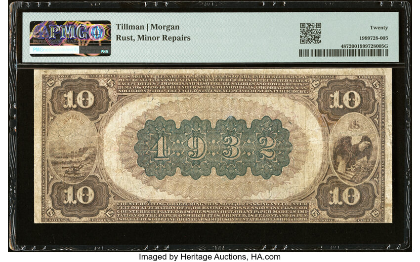1882 $10  2nd Charter Period, 1st Issue, Brown Back (Fr. 487) thumbnail 14