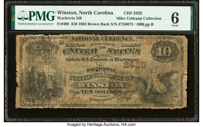 1882 $10  2nd Charter Period, 1st Issue, Brown Back (Fr. 490) thumbnail 10