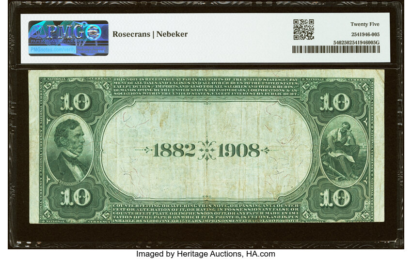 1882 $10  2nd Charter Period, 2nd Issue, Date Back (Fr. 540) thumbnail 8