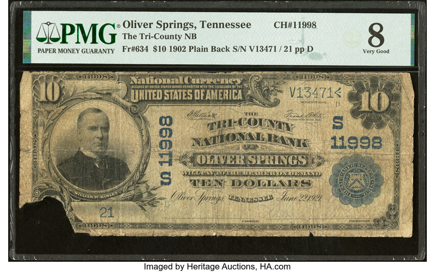 1902 $10  3rd Charter Period, 3rd Issue, Plain Back (Fr. 634) thumbnail 3