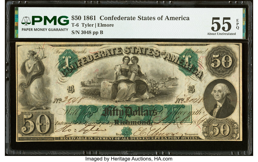 1861 $50  Richmond (Fr. T6) thumbnail 3