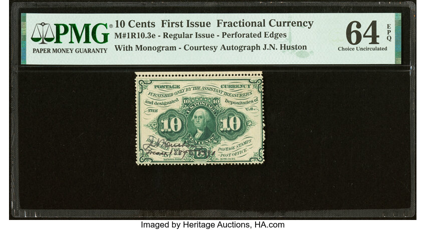  10c Washington Postage Stamp Obverse (Fr. 1240) thumbnail 2