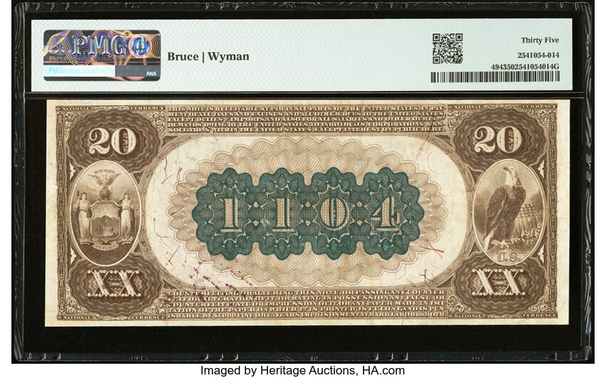 1882 $20  2nd Charter Period, 1st Issue, Brown Back (Fr. 494) thumbnail 17