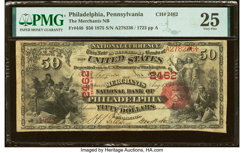 1875 $50  1st Charter Period, Scalloped Seal (Fr. 446) thumbnail 2