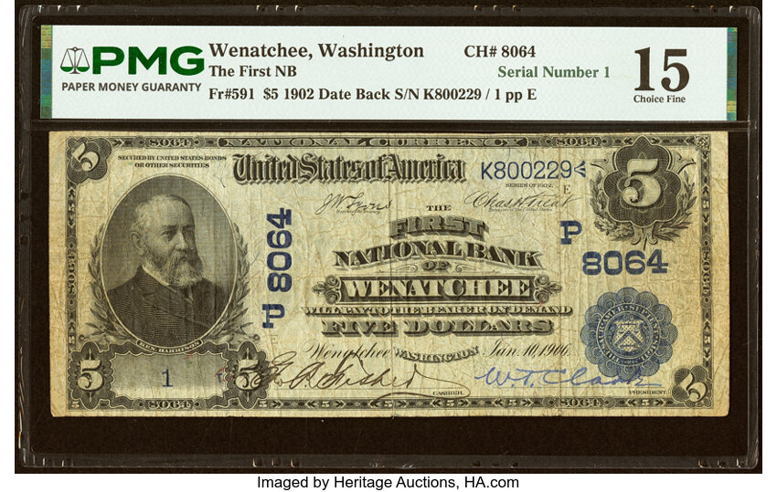 1902 $5  3rd Charter Period, 2nd Issue, Date Back (Fr. 591) thumbnail 2