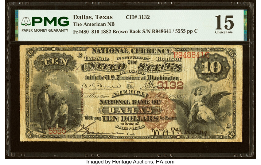 1882 $10  2nd Charter Period, 1st Issue, Brown Back (Fr. 480) thumbnail 3