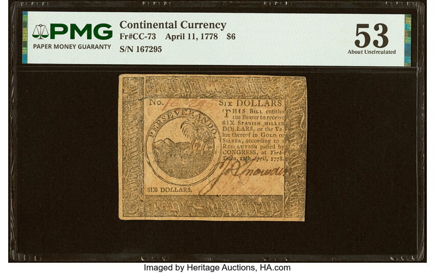 Apr 11, 1778 $6  Continental Congress, Yorktown (Fr. CC73) thumbnail 2