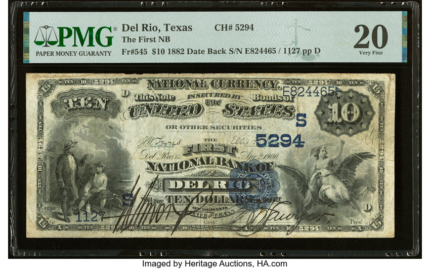 1882 $10  2nd Charter Period, 2nd Issue, Date Back (Fr. 545) thumbnail 9