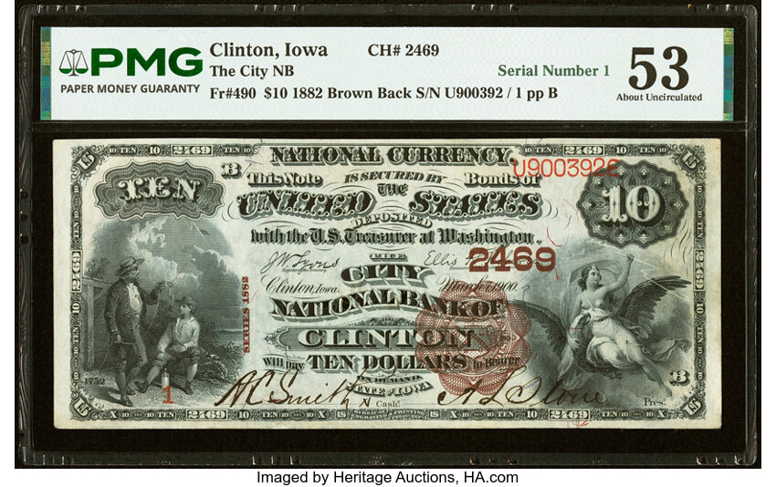 1882 $10  2nd Charter Period, 1st Issue, Brown Back (Fr. 490) thumbnail 4