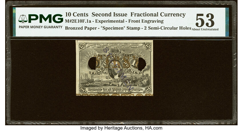  10c Head of George Washington in Bronze Oval Frame (Fr. 1244) thumbnail 5