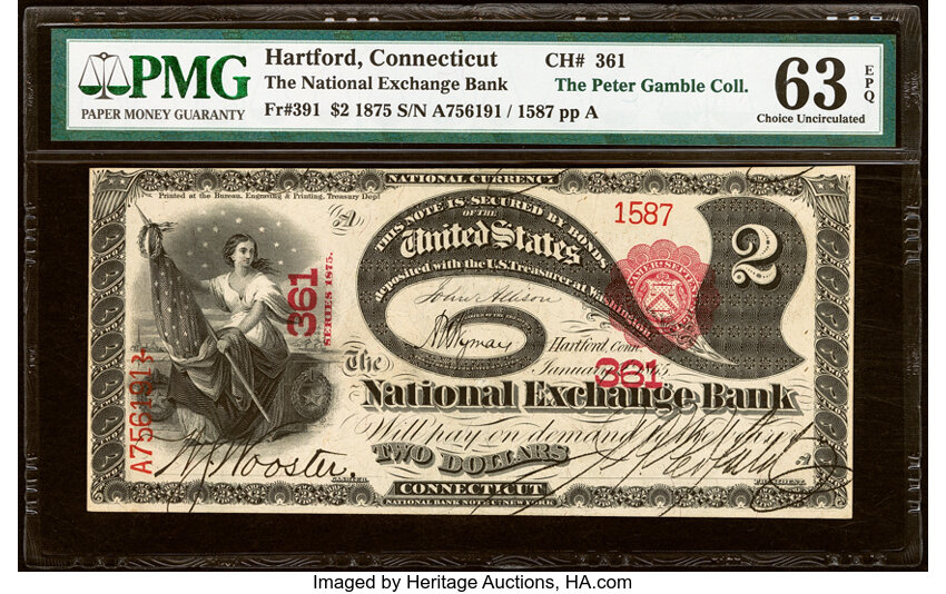 1875 $2  1st Charter Period, Scalloped Seal (Fr. 391) thumbnail 3