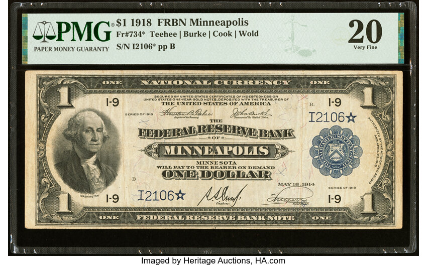 Image for 1918 $1  Minneapolis, Star Replacement (Fr. 734*)