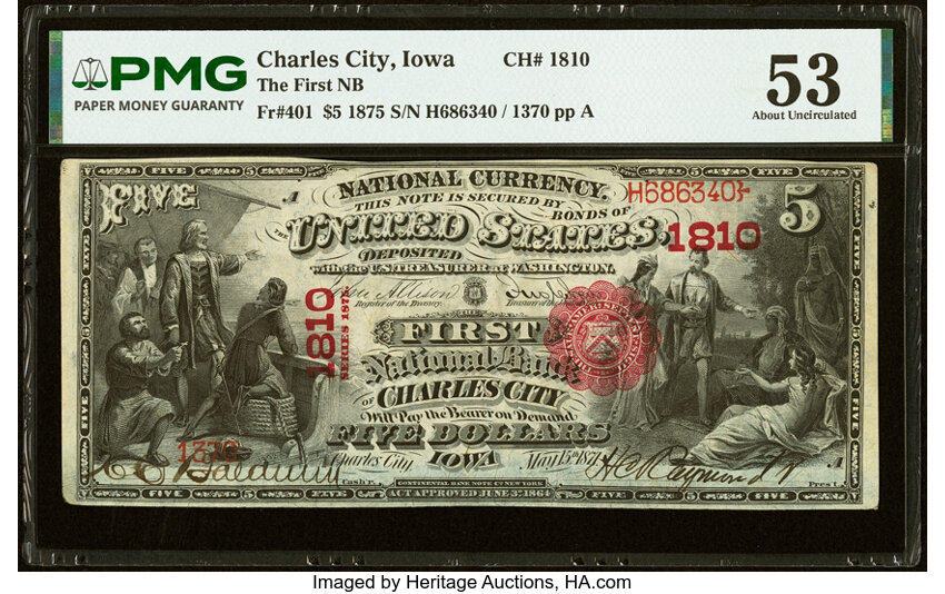 1875 $5  1st Charter Period, Scalloped Seal (Fr. 401) thumbnail 7