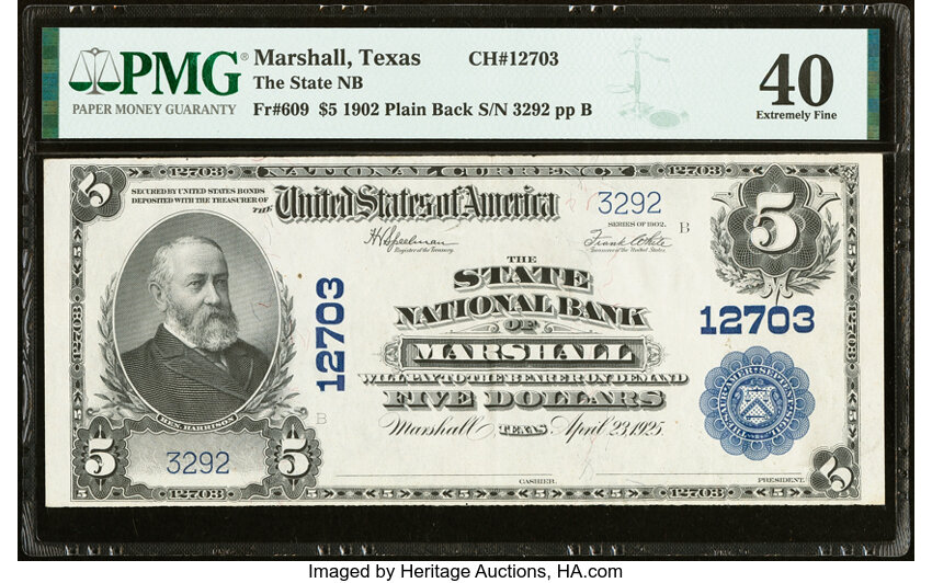 1902 $5  3rd Charter Period, 3rd Issue, Plain Back (Fr. 609) thumbnail 10