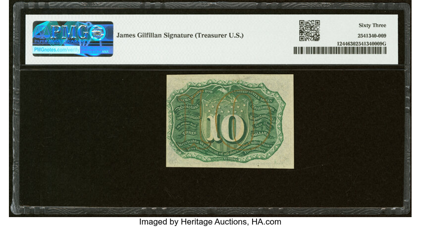  10c Head of George Washington in Bronze Oval Frame (Fr. 1244) thumbnail 20
