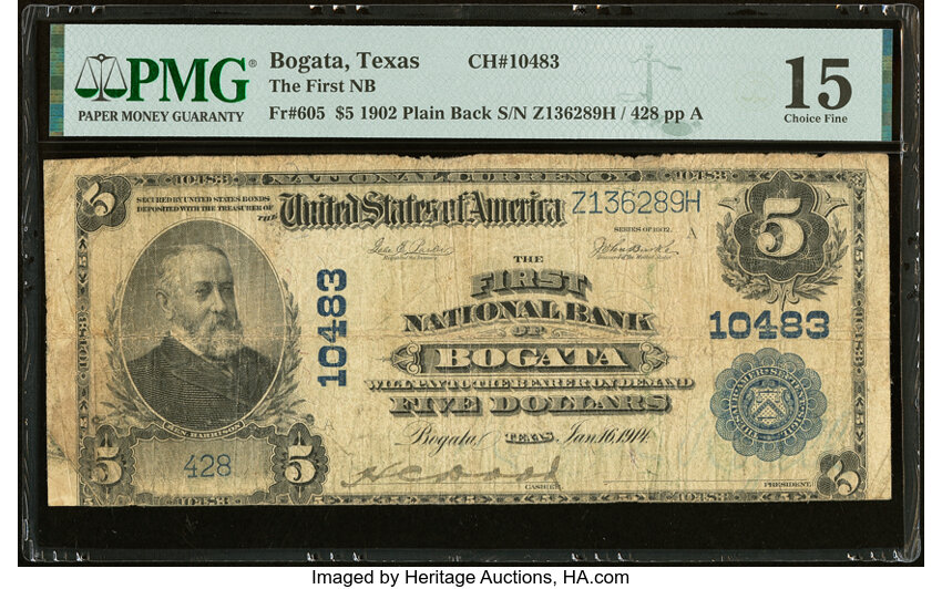 1902 $5  3rd Charter Period, 3rd Issue, Plain Back (Fr. 605) thumbnail 3