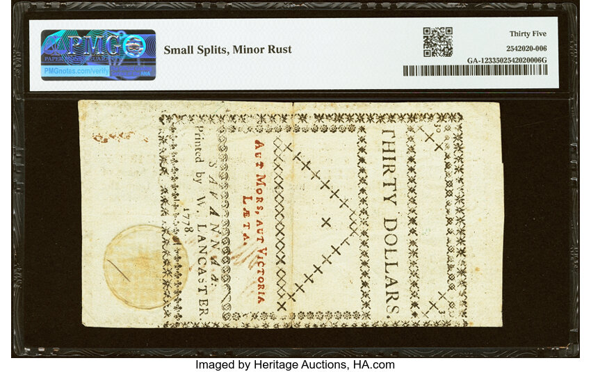 1778 $30  Georgia (Fr. GA123) thumbnail 6