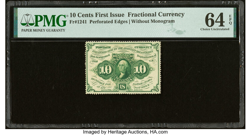  10c Washington Postage Stamp Obverse (Fr. 1241) thumbnail 2