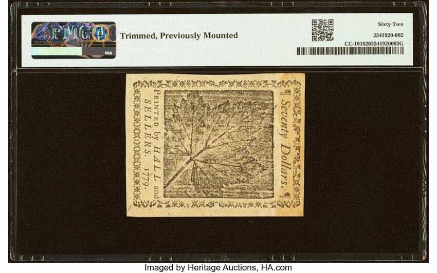 Jan 14, 1779 $70  Continental Congress (Fr. CC101) thumbnail 9