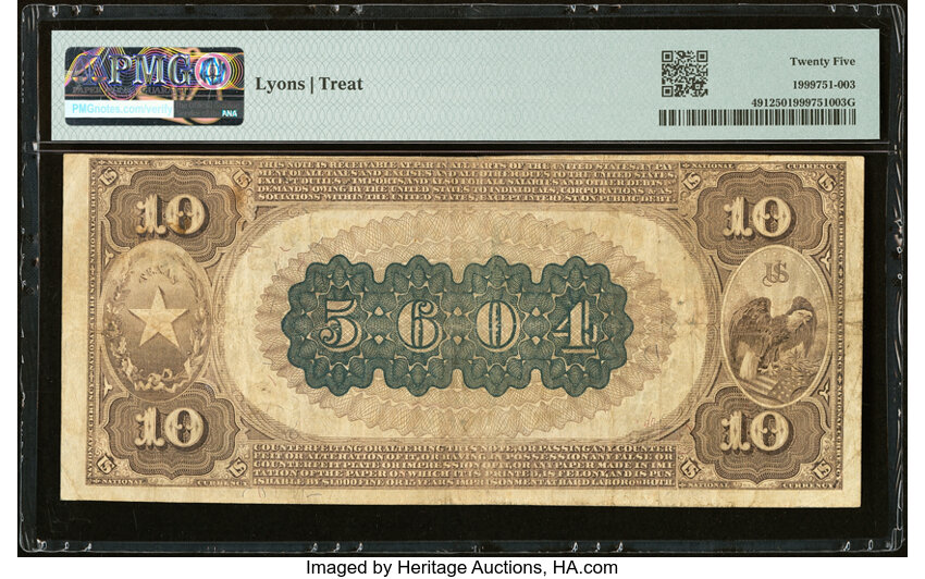 1882 $10  2nd Charter Period, 1st Issue, Brown Back (Fr. 491) thumbnail 4