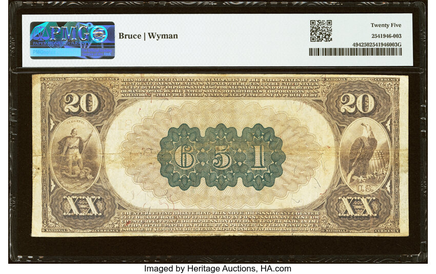 1882 $20  2nd Charter Period, 1st Issue, Brown Back (Fr. 494) thumbnail 15