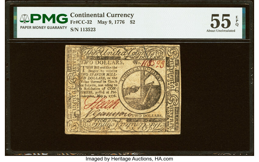 May 9, 1776 $2  Continental Congress (Fr. CC32) thumbnail 2