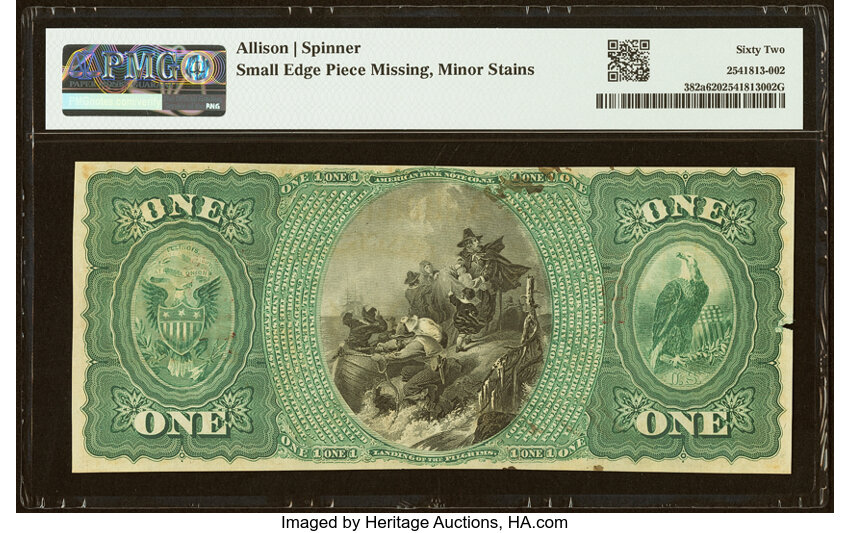Original $1  1st Charter Period, Seal With Rays (Fr. 382a) thumbnail 11