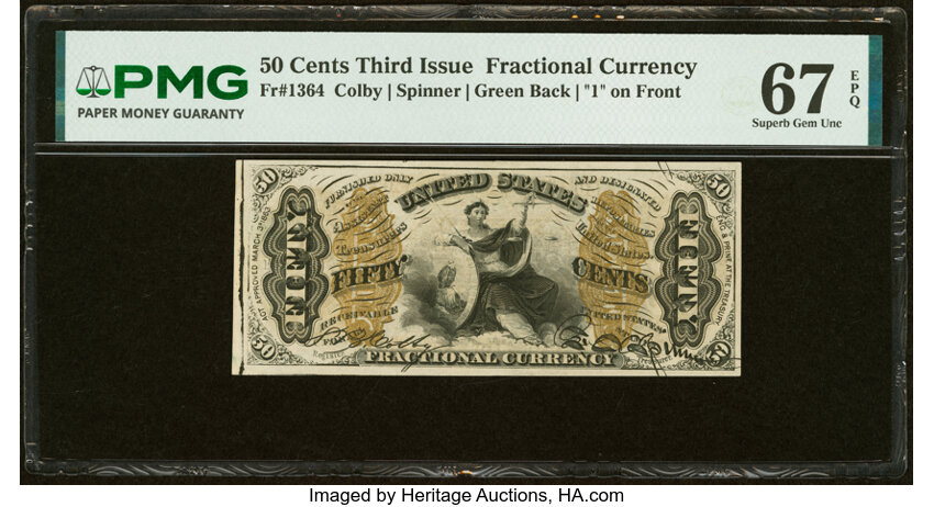  50c Seated Figure of Justice (Fr. 1364) thumbnail 2