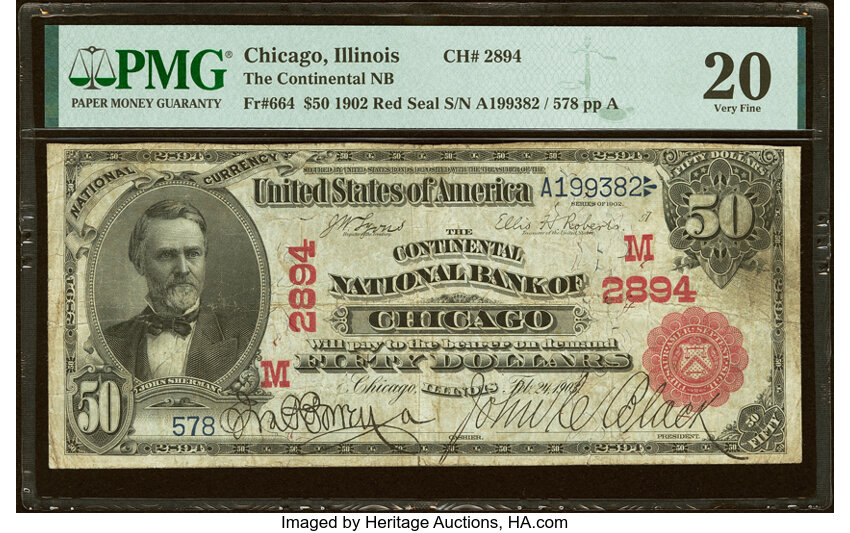 1902 $50  3rd Charter Period, 1st Issue, Red Seal (Fr. 664) thumbnail 3