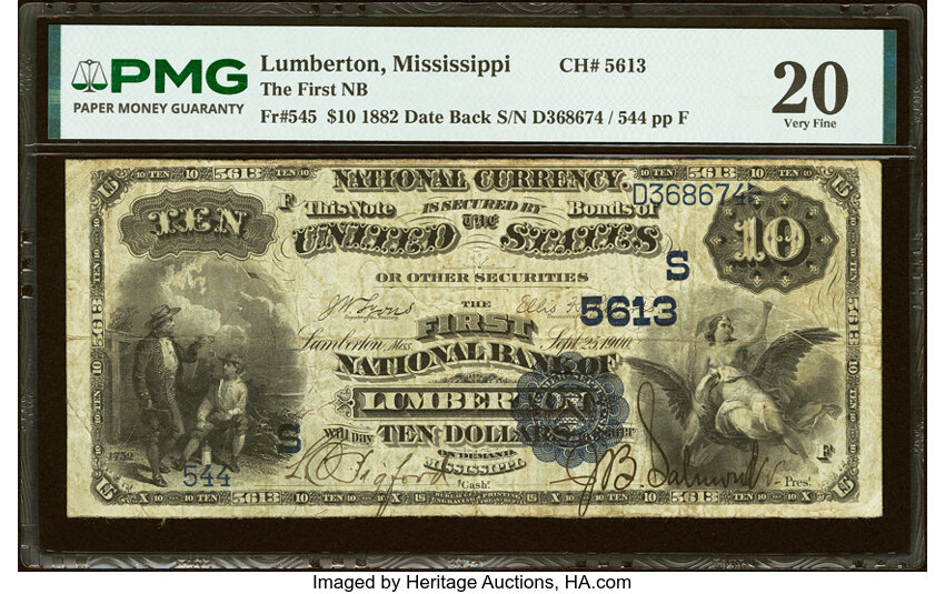 1882 $10  2nd Charter Period, 2nd Issue, Date Back (Fr. 545) thumbnail 7