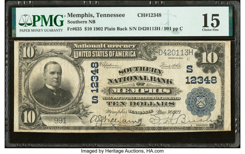 1902 $10  3rd Charter Period, 3rd Issue, Plain Back (Fr. 635) thumbnail 3