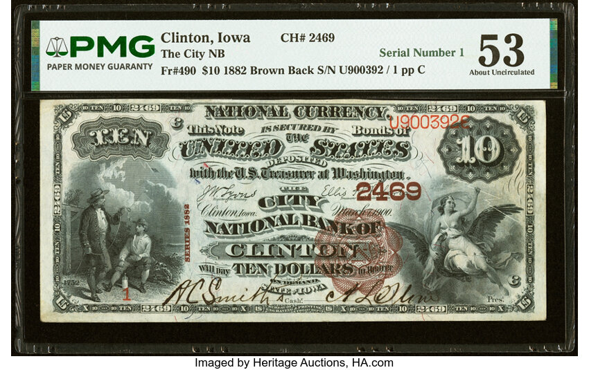 1882 $10  2nd Charter Period, 1st Issue, Brown Back (Fr. 490) thumbnail 5