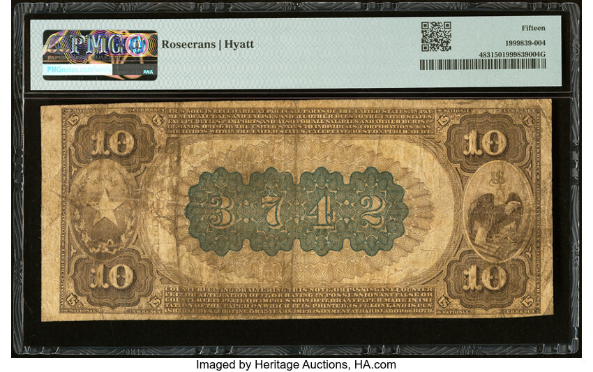 1882 $10  2nd Charter Period, 1st Issue, Brown Back (Fr. 483) thumbnail 8