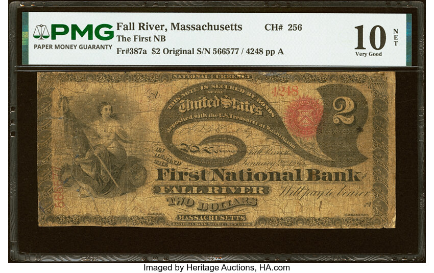 Original $2  1st Charter Period, Seal With Rays (Fr. 387a) thumbnail 11