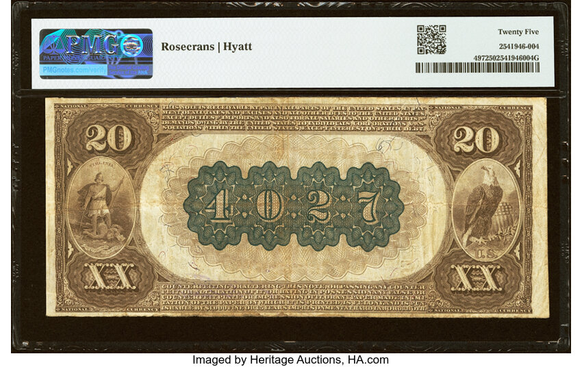 1882 $20  2nd Charter Period, 1st Issue, Brown Back (Fr. 497) thumbnail 6