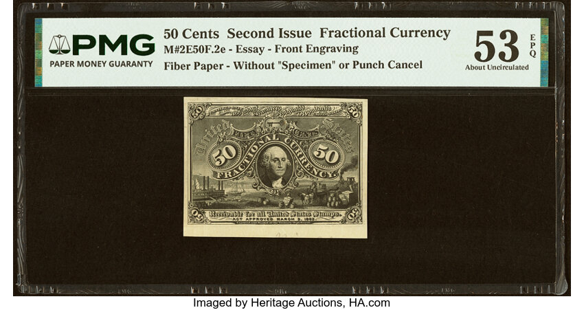  50c Head of George Washington in Bronze Oval Frame (Fr. 1316) thumbnail 3