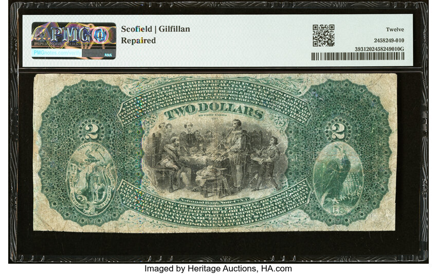 1875 $2  1st Charter Period, Scalloped Seal (Fr. 393) thumbnail 3