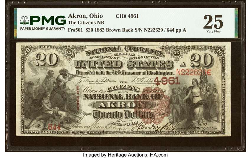 1882 $20  2nd Charter Period, 1st Issue, Brown Back (Fr. 501) thumbnail 2