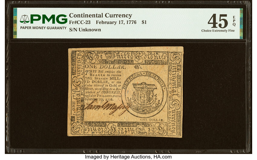 Feb 17, 1776 $1  Continental Congress (Fr. CC23) thumbnail 2