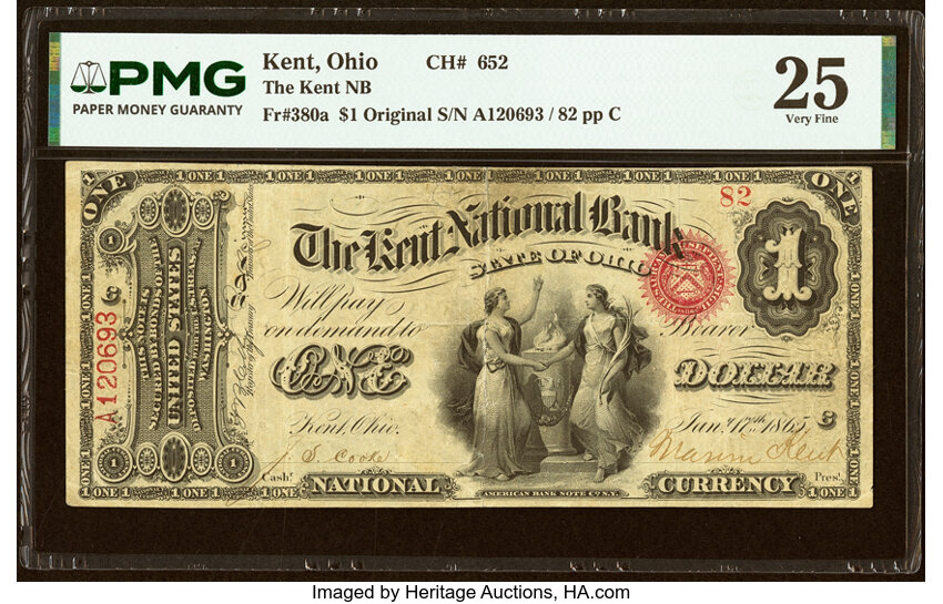 Original $1  1st Charter Period, Seal With Rays (Fr. 380a) thumbnail 4