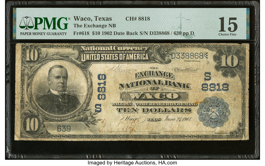1902 $10  3rd Charter Period, 2nd Issue, Date Back (Fr. 618) thumbnail 9