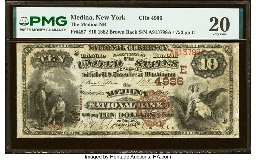 1882 $10  2nd Charter Period, 1st Issue, Brown Back (Fr. 487) thumbnail 3