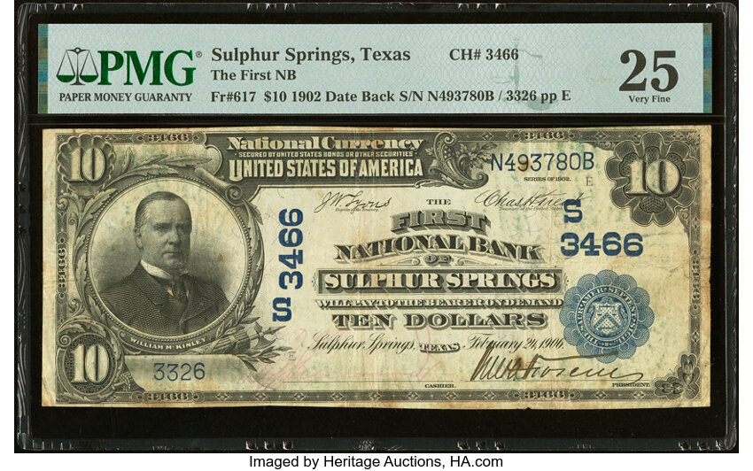 1902 $10  3rd Charter Period, 2nd Issue, Date Back (Fr. 617) thumbnail 4