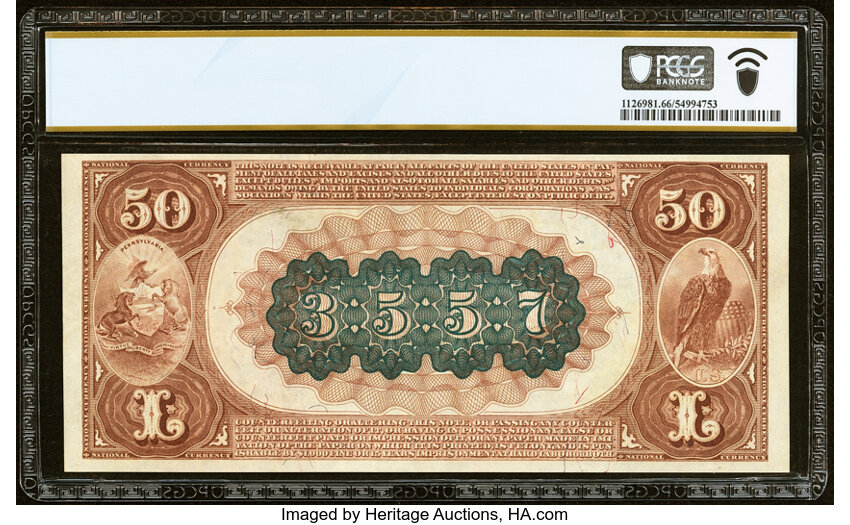 1882 $50  2nd Charter Period, 1st Issue, Brown Back (Fr. 510) thumbnail 4