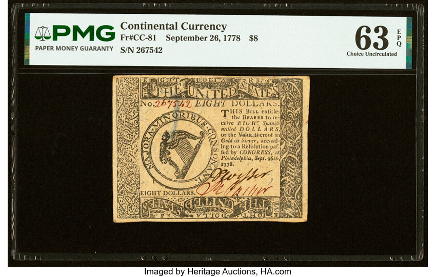Sep 26, 1778 $8  Continental Congress (Fr. CC81) thumbnail 2