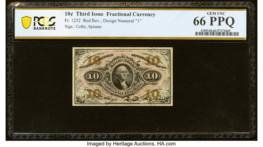  10c Head of George Washington (Fr. 1252) thumbnail 4