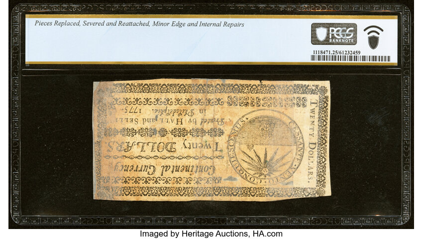 May 10, 1775 $20  Continental Currency, Marbled Edge (Fr. CC9) thumbnail 7
