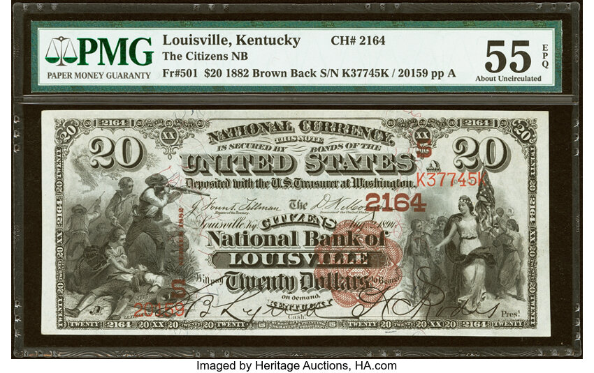 1882 $20  2nd Charter Period, 1st Issue, Brown Back (Fr. 501) thumbnail 3