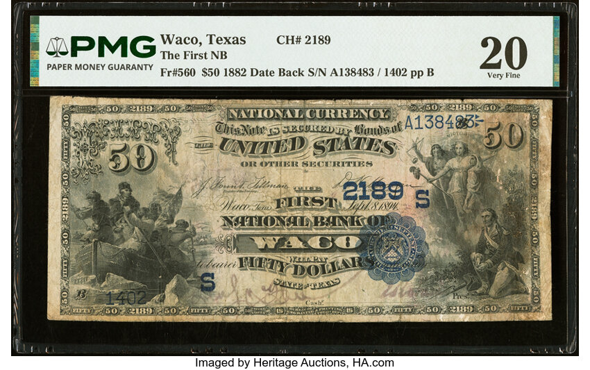 1882 $50  2nd Charter Period, 2nd Issue, Date Back (Fr. 560) thumbnail 3